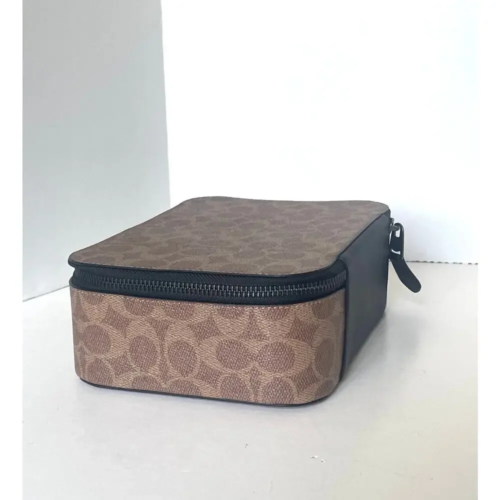 Coach Tech Organizer Colorblock Signature Canvas Travel Case Khaki Brown CY392